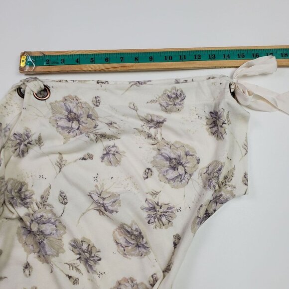 Maurices Womens Floral Slit Sleeve Blouse Size‎ 3X Short Sleeve Scoop Neck NWT - Picture 10 of 12